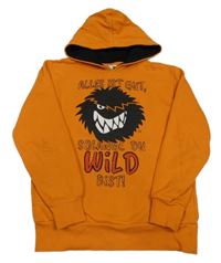 Oranžová mikina s príšerkou a kapucňou