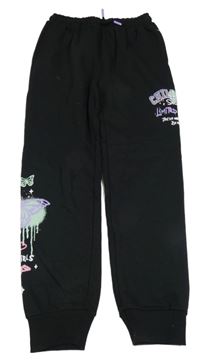 Černé tepláky s nápisem a skvrnami Young Idols