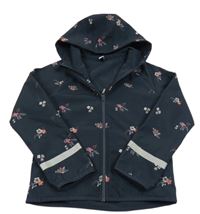Tmavomodrá květovaná softshellová bunda s kapucí Yigga