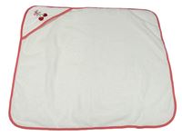 Bílá osuška s kapucí s třešněmi