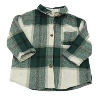 Svetlošedá -tmavozeleno-sivá kockovaná košeľová bunda Shein