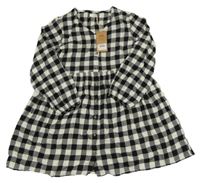 Nové - Černo-světlešedé kostkované propínací šaty Next