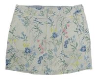 Smotanová kvetovaná plátenná chino sukňa H&M