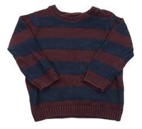 Vínovo-tmavomodrý pruhovaný sveter M&S