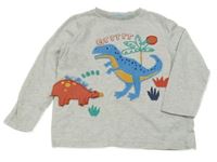 Šedé melírované triko s dinosaury F&F