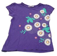 Fialové tričko s kvetinami Kids