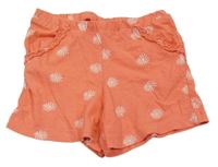 Korálové kvetované bavlnené kraťasy s volánikmi Stop+Go