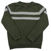 Khaki mikina s pruhmi