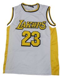 Bielo-žlté perforované basketbalové tielko s číslem - LA Lakers