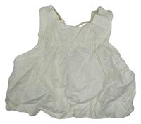 Smetanový lněný podšitý crop top s korálky Zara
