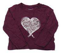 Vínové tričko so srdcem Primark