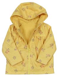 Žltá nepromokavá kvetovaná jesenná bunda s kapucňou St. Bernard