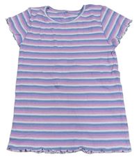 Modro-ružovo-biele pruhované rebrované tričko George