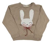 Hnedý ľahký sveter s králíkem z flitrů H&M