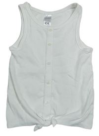 Biely rebrovaný crop top s uzlom zn. C&A