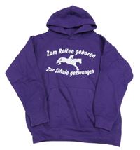 Fialová mikina s nápisom a koněm a kapucňou zn. Russell