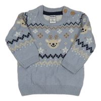 Svetlomodrý vzorovaný sveter so sobmi Dopodopo