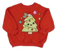 Červená mikina s vánočním stromom zn. Next