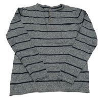 Tmavomodré melírované pruhované tričko s vreckom kiabi