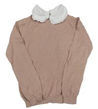 Starorůžový lehký svetr s košilovým límečkem Primark