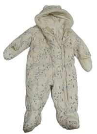 Biela šušťáková zimná kombinéza s králikmi a kapucňou C&A