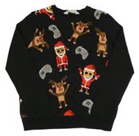 Černý svetr se soby a Santou H&M