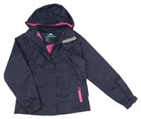 Tmavomodrá šušťáková funkčná jarná bunda s logom a kapucňou Trespass