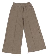 Hnědé úpletové široké teplákové kalhoty Zara