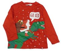 Červené tričko s dinem a Santou H&M