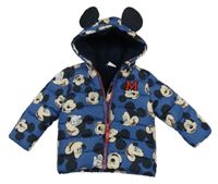 Modrá šusťáková zimní bunda s Mickeym a kapucí Disney