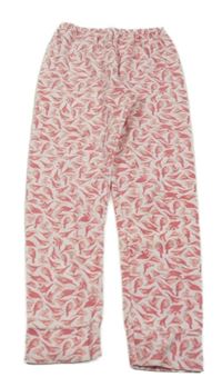 Růžové vzorované sametové pyžamové kalhoty 