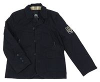 Tmavomodrá plátěná jarní bunda s logem Burberry