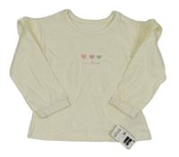 Nové - smetanové triko se srdíčky a volánky Dunnes