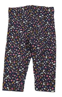 Tmavomodro-ružové kvetované legíny H&M