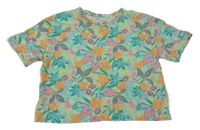 Zeleno-oranžové květované crop tričko Primark