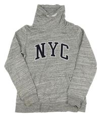Sivá melírovaná mikina s nápisom a komínovým golierom H&M