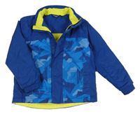 Modrá vzorovaná šusťáková zimní funkční bunda Crivit