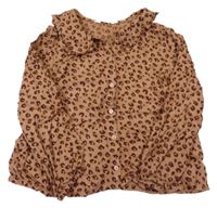 Hnědá vzorovaná lehká halenka s límečkem H&M