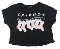 Čierne crop tričko s potiskem - Friends New Look