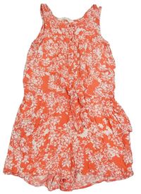 Korálový květovaný kraťasový overal H&M