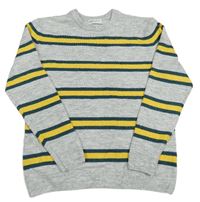 Sivo-žlto-zelený pruhovaný vlnený sveter H&M