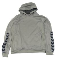 Šedá thermo mikina s potiskem a kapucí Hummel