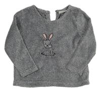 Sivá melírovaná plyšová mikina s králikom Impidimpi