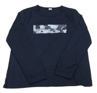 Tmavomodré pyžamové triko s nápisem