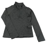 Tmavosivá melírovaná športová crop mikina