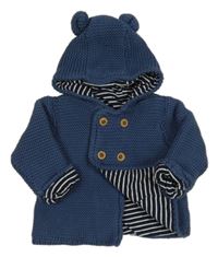 Tmavomodrý svetrový podšitý kabátek s kapucí M&S