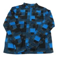 Tmavošedo-čierno-modrá vzorovaná fleecová funkčná mikina Crivit