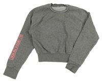 Sivá trblietavá crop mikina s nápisom Decathlon