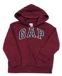 Vínová propínací mikina s logem a kapucí GAP