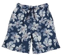 Tmavomodré květované plážové kraťasy George